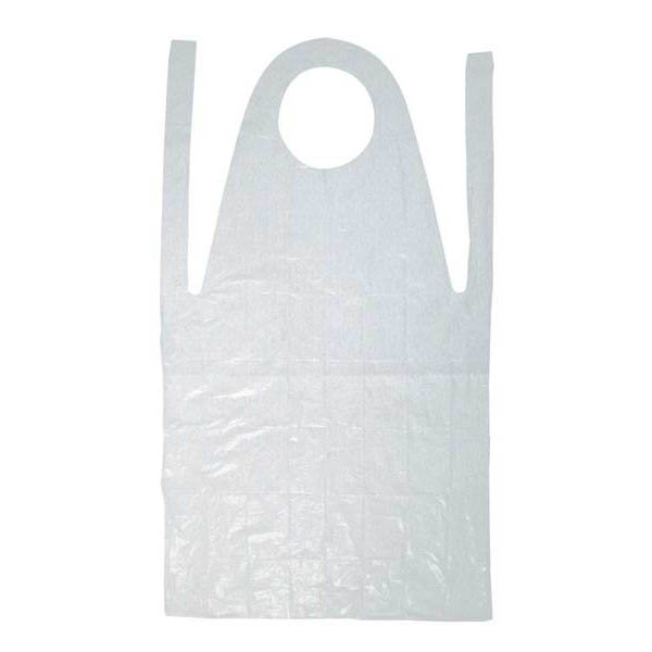 fartuch-foliowy - Produkty Funeralne i Akcesoria pogrzebowe On-Line White translucent plastic shopping bag with a circular handle cutout at the top and two side handles edge.