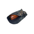 worek_ekshumacyjny_zamek - Produkty Funeralne i Akcesoria pogrzebowe On-Line Partially opened black plastic trash bag with orange contents peeking out.